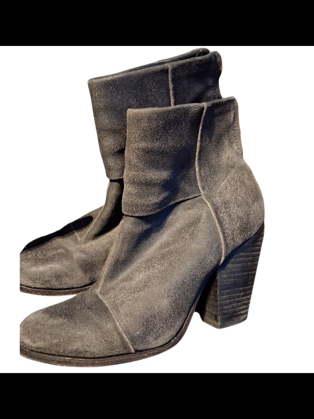 rag & bone Gray Suede Fold-Top Ankle Booties